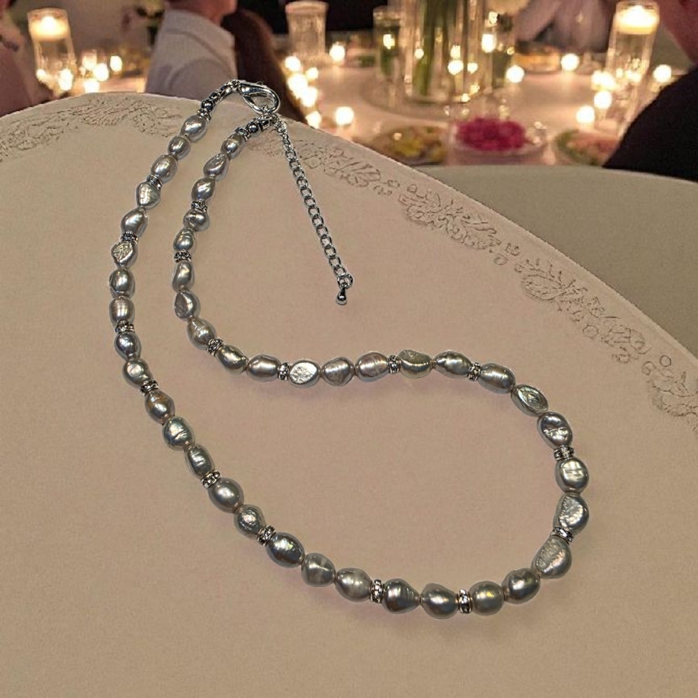 Lustrous Silver and Freshwater Pearl Necklace - Picture 5 of 6